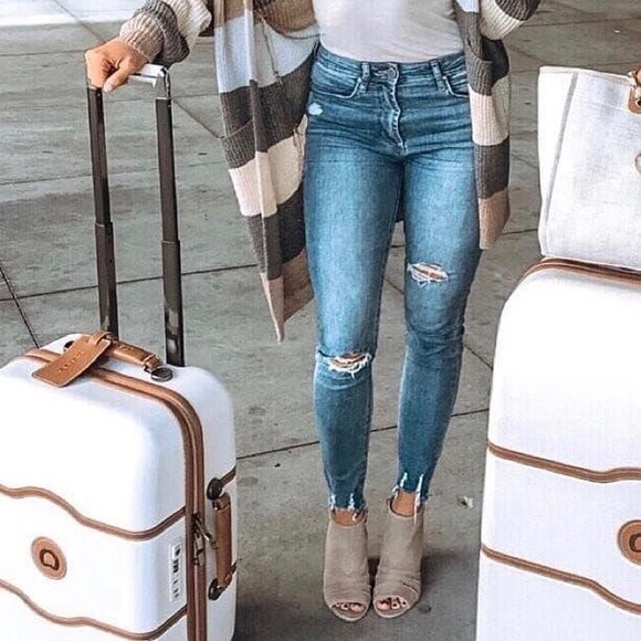 Vegan Suede Perforated Peep Toe Booties - Picture 3 of 5